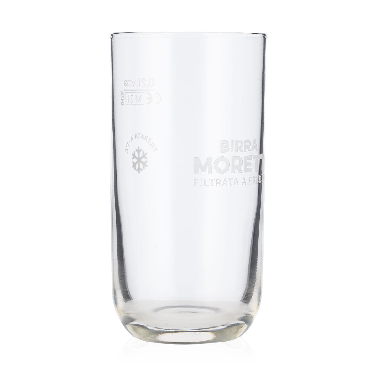 6 szklanek do piwa Birra Moretti, pojemność 0,2 l, model tumbler, z białym napisem na dnie, okrągłe (zestaw 6 sztuk) – Widok 2