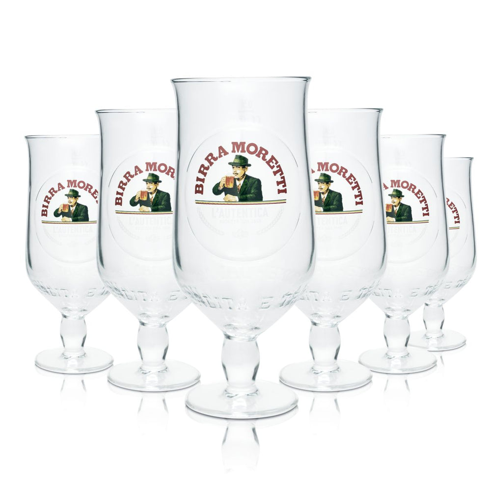 6x Birra Moretti Szklanka do piwa 0,5 l Kielich Tulipan L'Autentica Włoskie szklanki do piwa