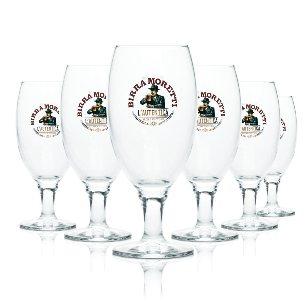 6x Birra Moretti szkło 0.2l piwo tulipan szklanki puchar L'Autentica Browar Włochy
