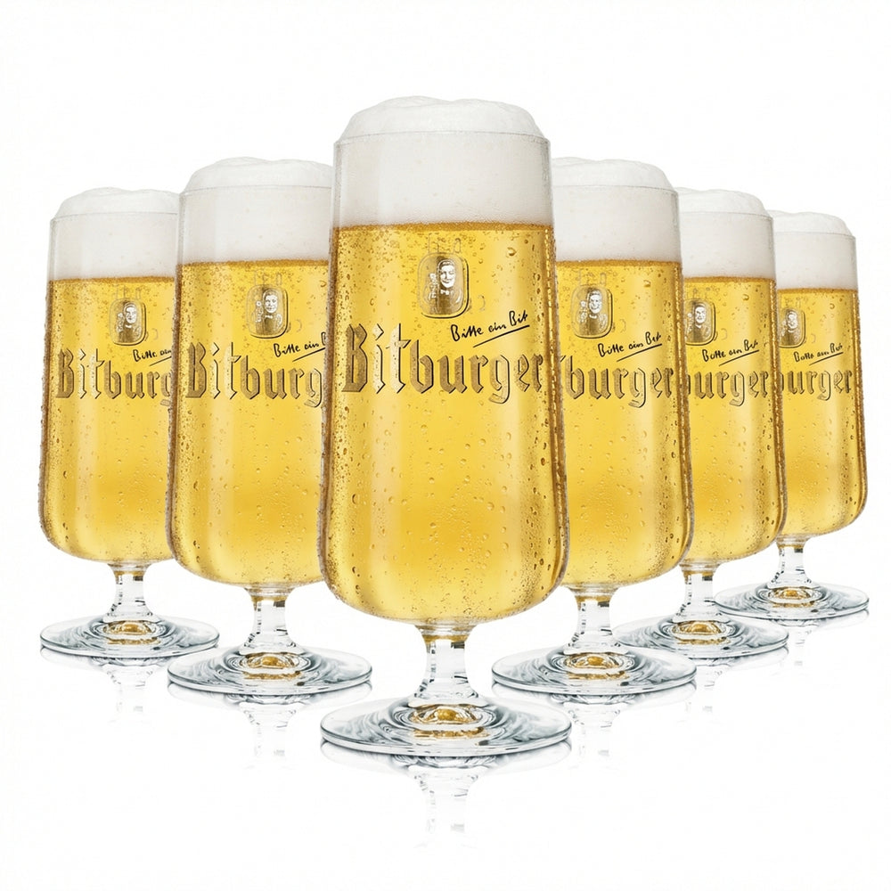 6 szklanek do piwa Bitburger o pojemności 0,3 l, model Rastal