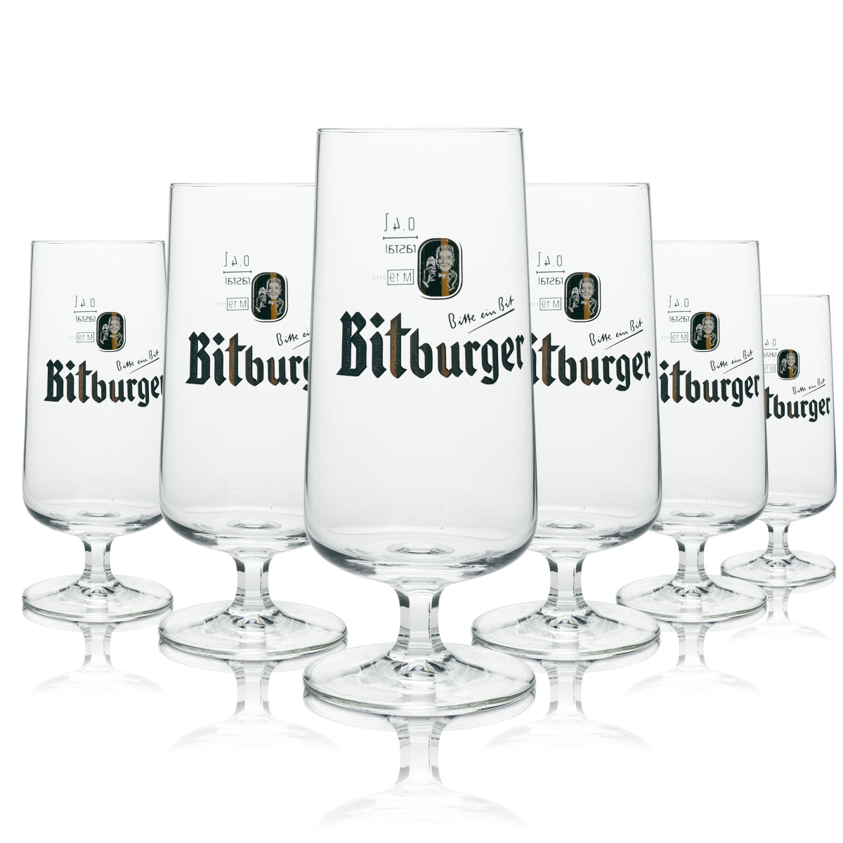 6 szklanek do piwa Bitburger 0,4 l, ekskluzywny model „Pokal Tulpe” – Widok 2