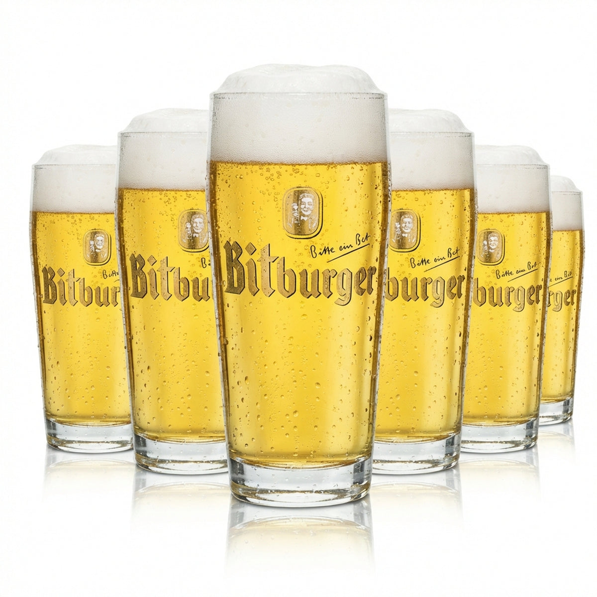 6x Bitburger Szklanka do Piwa 0,4l Willi Becher Sahm Pils Szklanki Willy Cup Brewery Bar