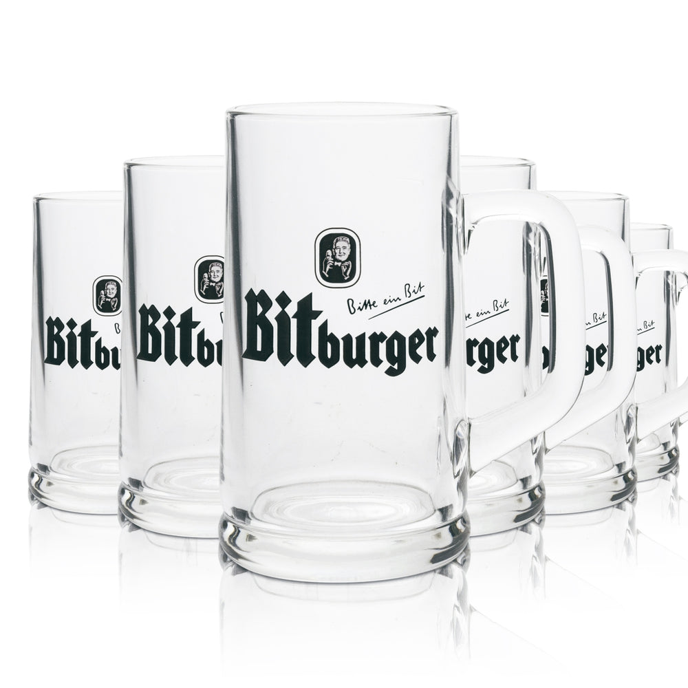 6x szklany kufel do piwa Bitburger 0,4l Rastal