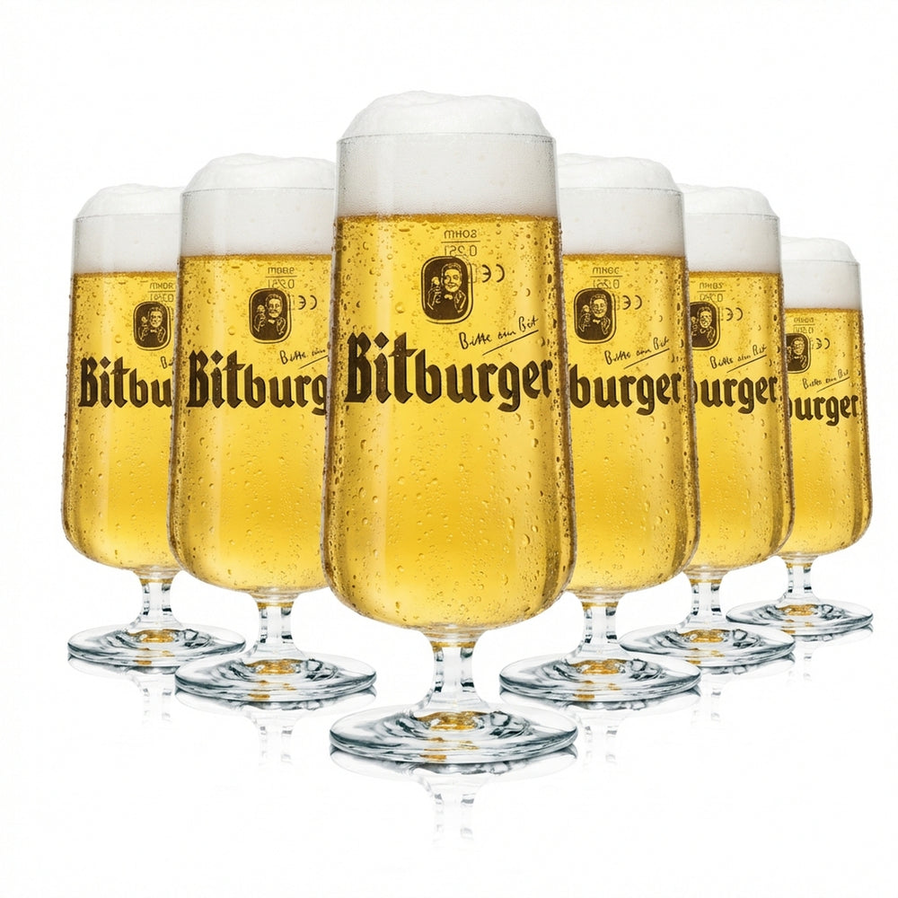 6x Bitburger szklanka 0.25l goblet tulipan piwo pilzner szklanki Gastro Geeicht pub bar
