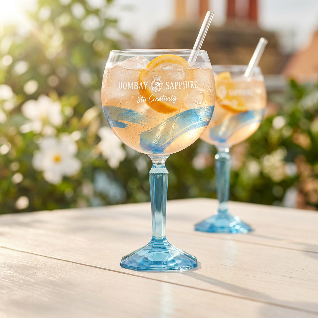 6x Bombay Sapphire Gin Glass Stir Creativity 68cl Glasses Special Edition Balloon Bar – Widok 2