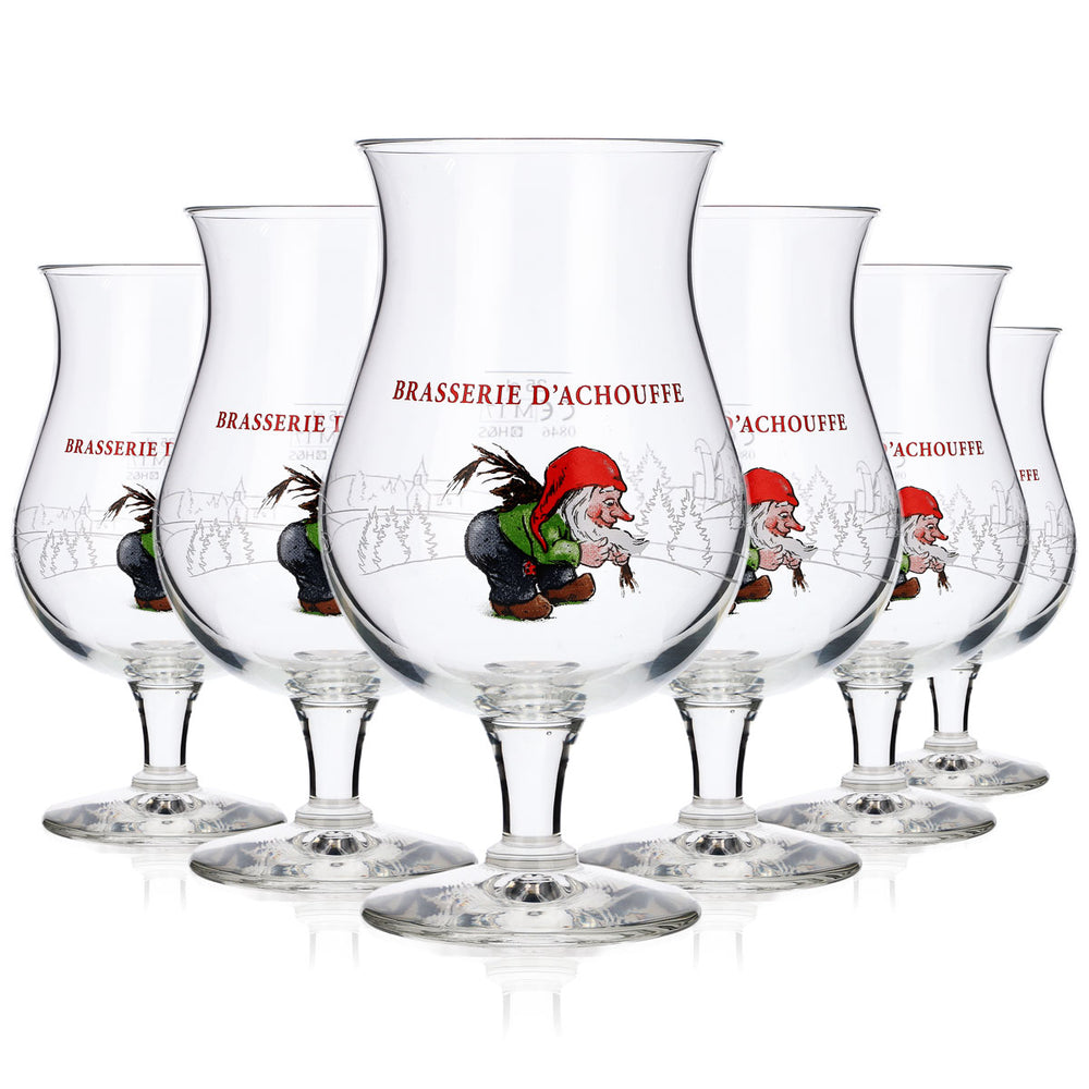 6x Brasserie D'Achouffe Szklanka 0,25 l Szklanki do piwa rzemieślniczego Browar Belgia Krasnal Gnome