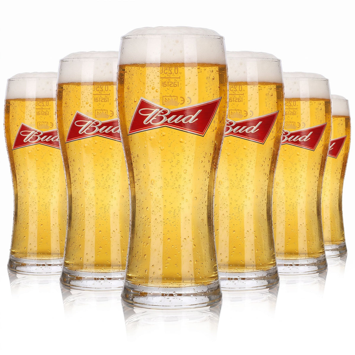 6 szklanek do piwa Budweiser 0,25 l typu longdrink – kubki Willi z czerwonym logo Rastal