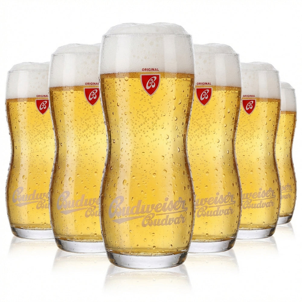 6x szklanka do piwa Budweiser 0,3 l Szklanki do piwa o konturowym kształcie Szklanki designerskie Budvar