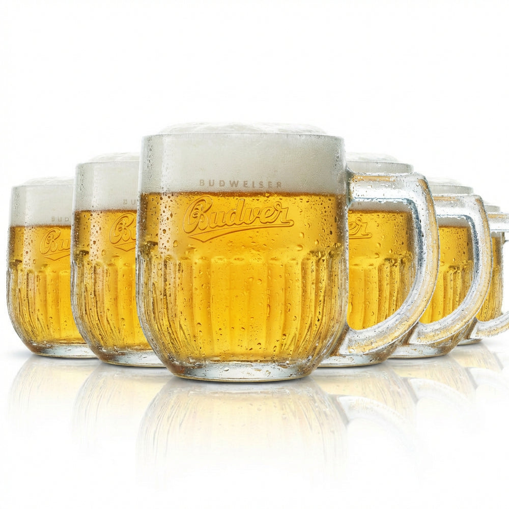 6x szklanka Budweiser 0,3l kufel do piwa reliefowy kontur szklanki Budvar Czechy Seidel