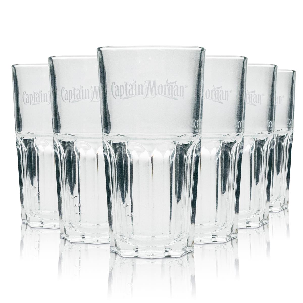 6x szklanka do rumu Captain Morgan Longdrink z białym napisem/logo mieczem