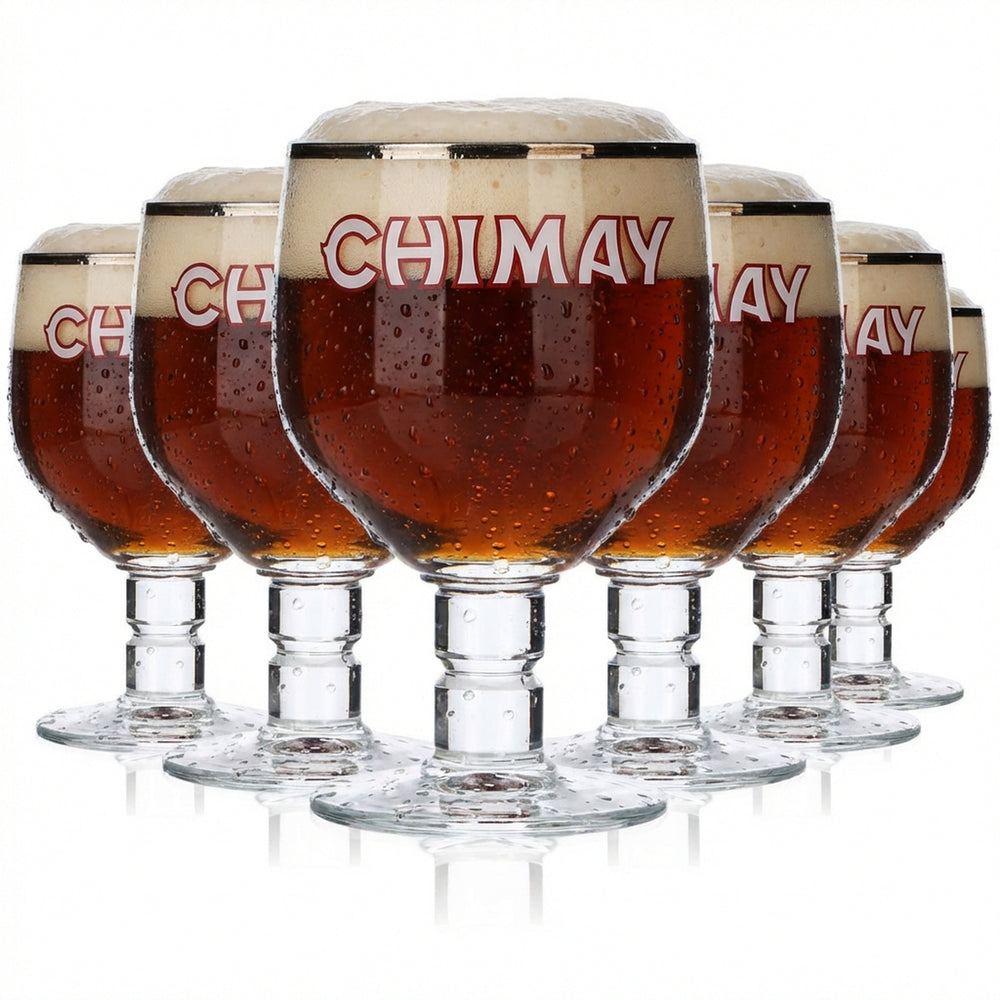 6x Chimay Trappisten Beer Glass Beer Glasses Belgium 0,5l Goblet Swivel