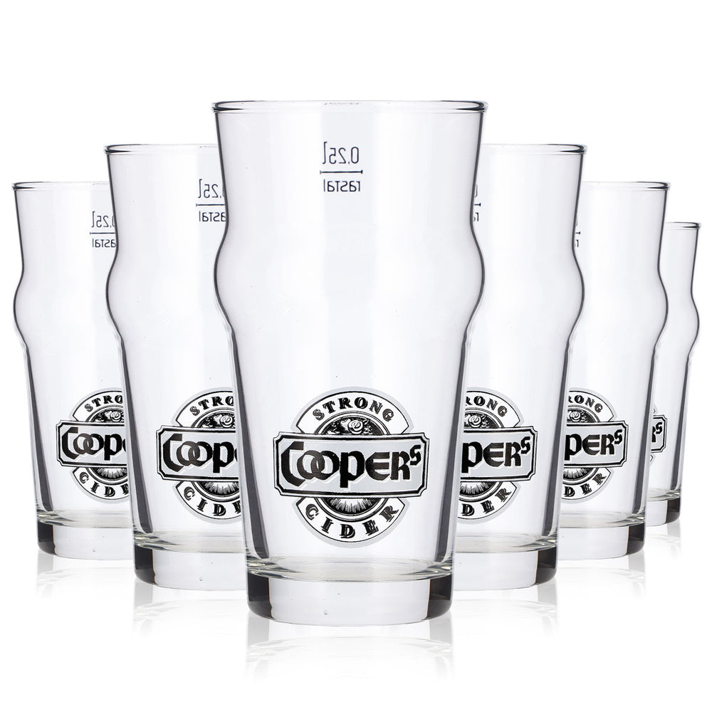 6 sztuk szklanek do piwa Coopers o pojemności 0,25 l, szklanki typu „Kontur Pint Rastal”, szklanki do piwa, kufle