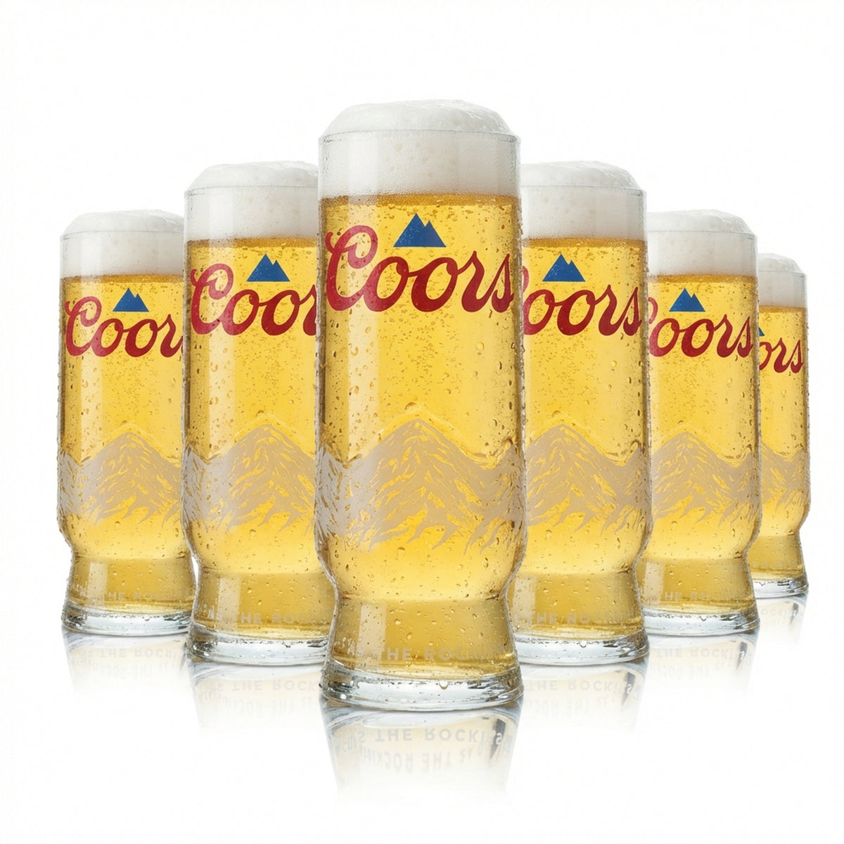 6x Coors Beer Glass 0,25l Goblet Tulip England UK Half Pint Glasses Relief