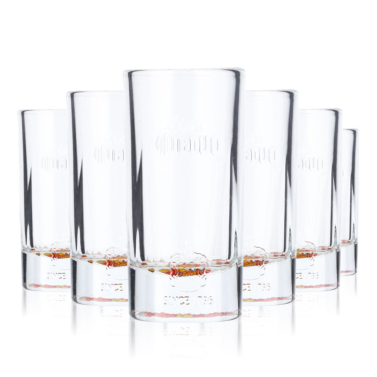 6x Cuervo Jose Tequila Szklanka Stamper 4cl Shotgllas Kolorowe dno Wiva