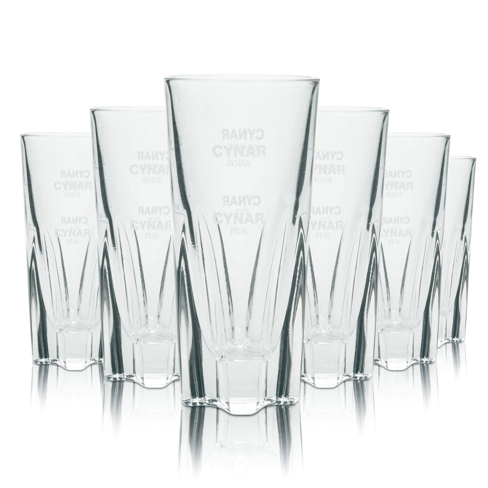 6x Cynar Amaro Glass 100ml On Ice Glasses Pure Ice Cubes Longdrink Relief Print