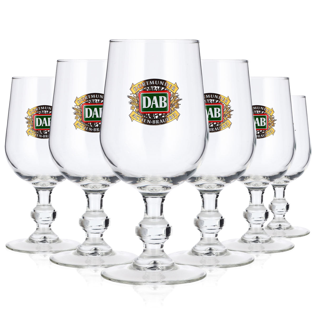 6 szt. szklanek do piwa DAB – Dortmunder Aktien Brauerei, 0,33 l, puchar, stare logo