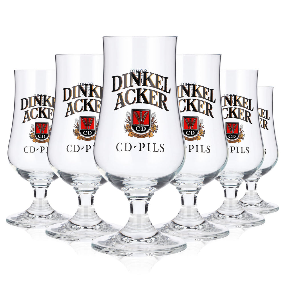 6 szt. szklanek do piwa „Dinkel Acker” 0,2 l, typu tulipan, CD-Pils, szklanki typu „sahm”, pucharowe
