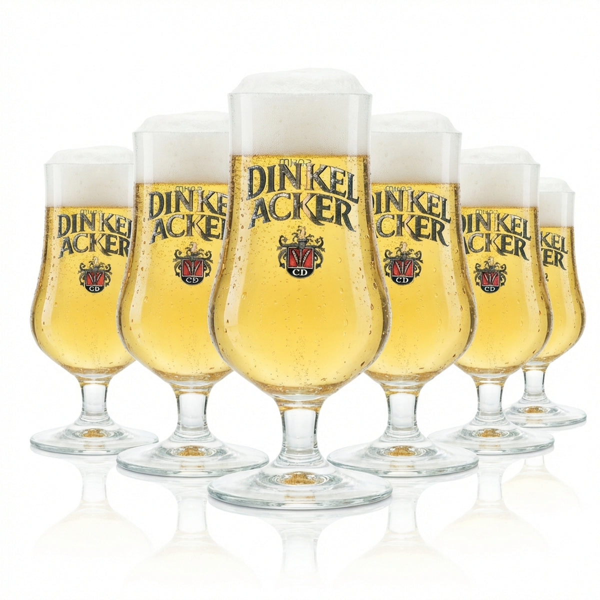 6x Dinkel Acker Szklanka do piwa 0,2l Tulip CD Sahm Pils Szklanki Browar Gaston Pokal