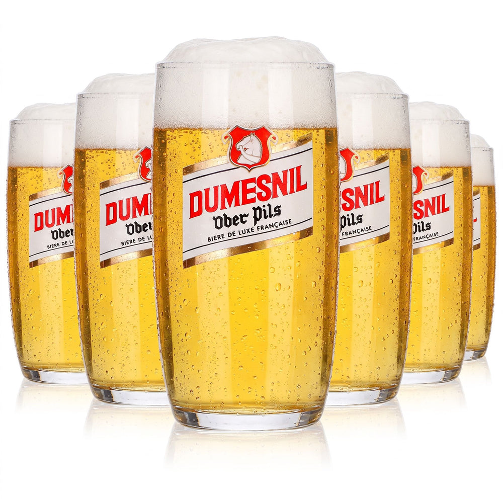 6 szklanek do piwa Dumesnil, kubki o pojemności 0,25 l, model Ober Pils, kolor biały/złoty, z logo