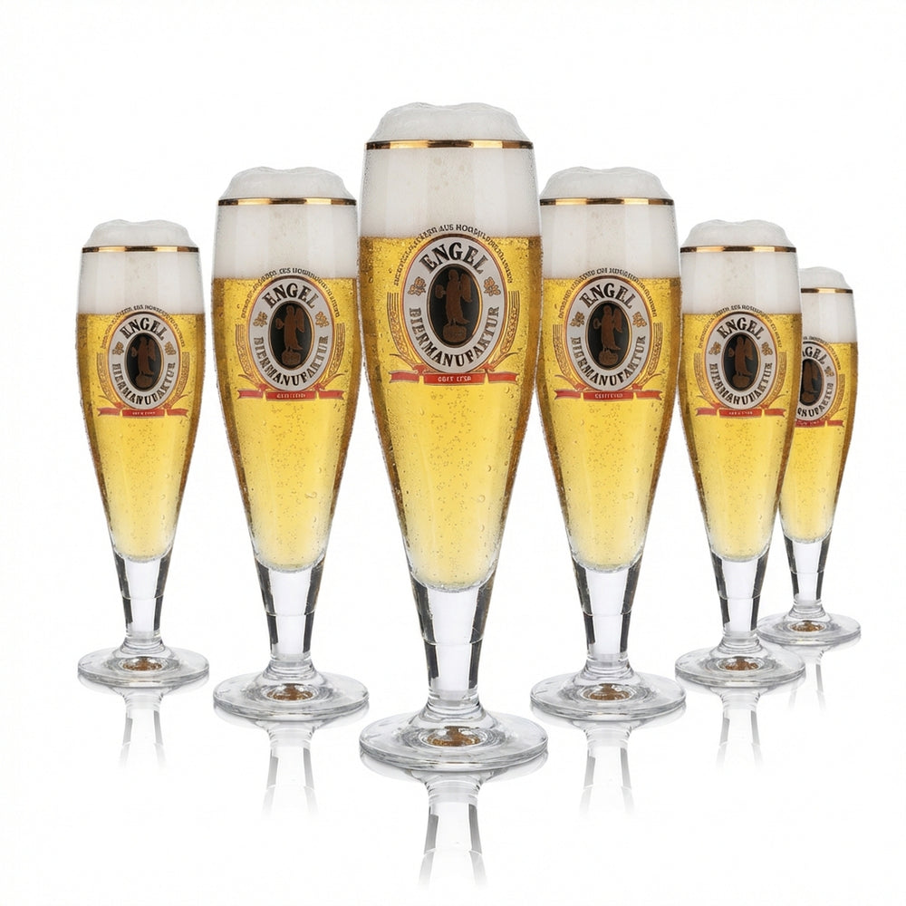 6x szklanka do piwa Engel 0,2 l Ekskluzywny zestaw szklanek Pokal Złota krawędź Browar Gastronomia