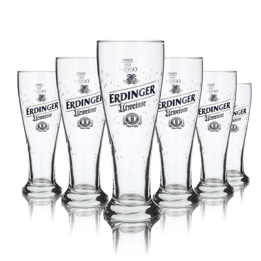 6x Erdinger Urweisse Szklanka 0,5 l Szklanka do piwa pszenicznego Hefeweizen Szklanki z motywem kropli