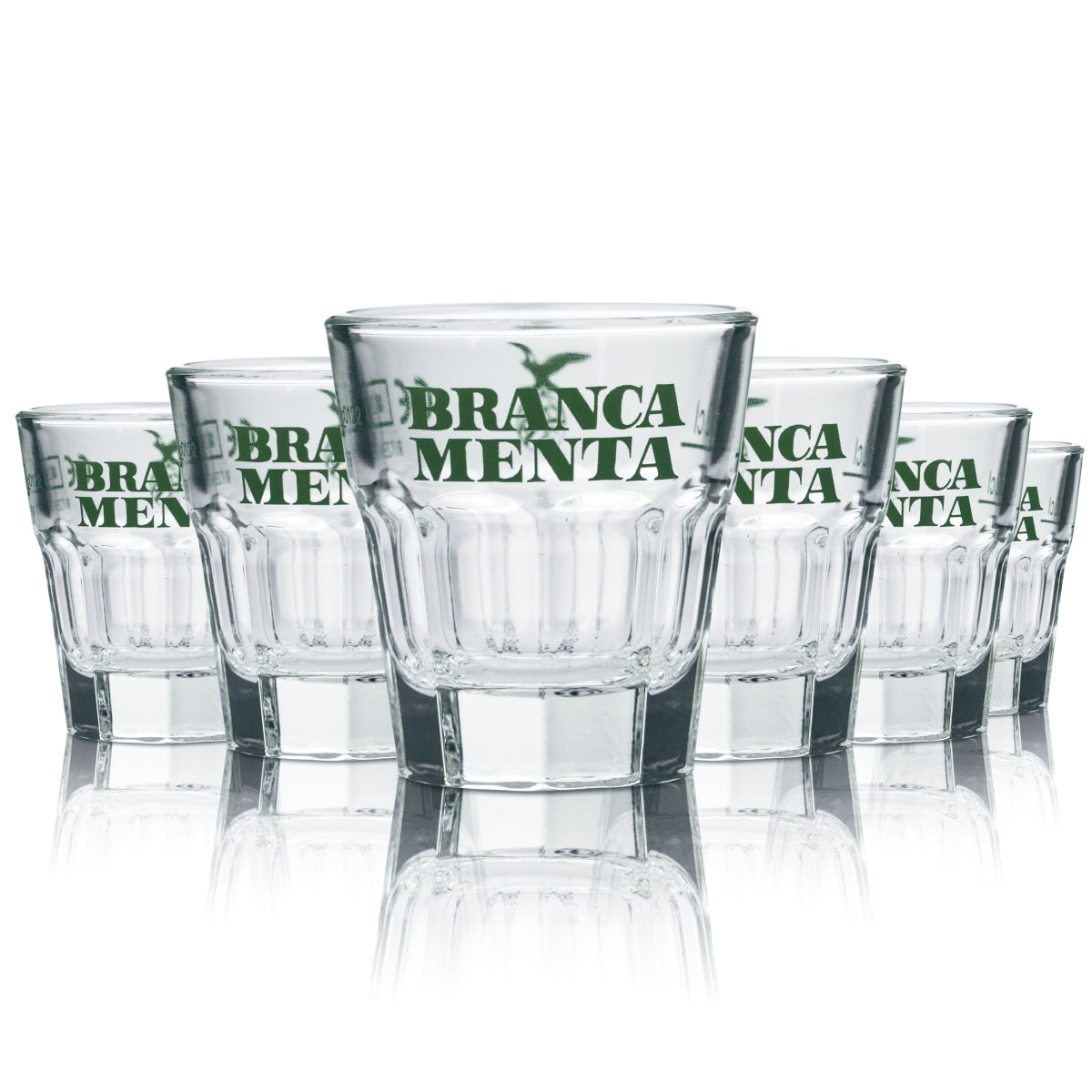 6x Fernet Branca Glass Menta 2cl Shot Glasses Schnapps Short Stamper Calibration mark