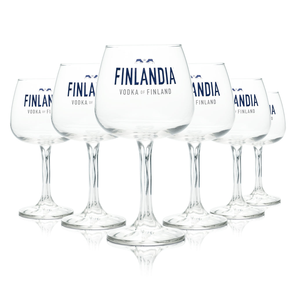 6x Finlandia Glass 0,48l Balloon Cocktail Longdrink Aperitif Glasses Finlandia Vodka