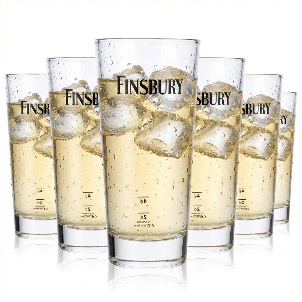 6x szklanki do ginu Finsbury Ginglas 0,35 l kubek z czarnym logo w poziomie