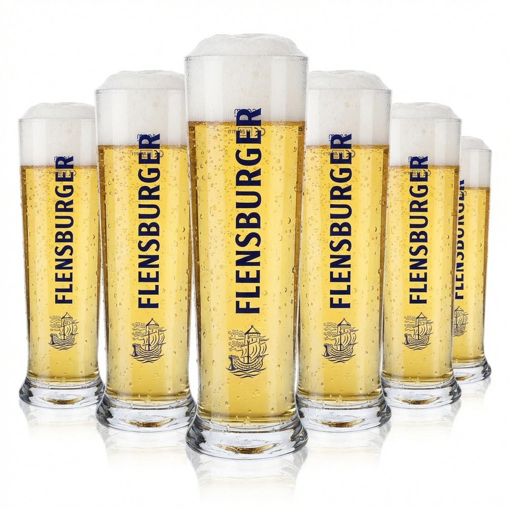 6x szklanka do piwa Flensburger 0,5 l Szklanki do piwa Szklanka do piwa Kubek niebieski Napis Vancouver