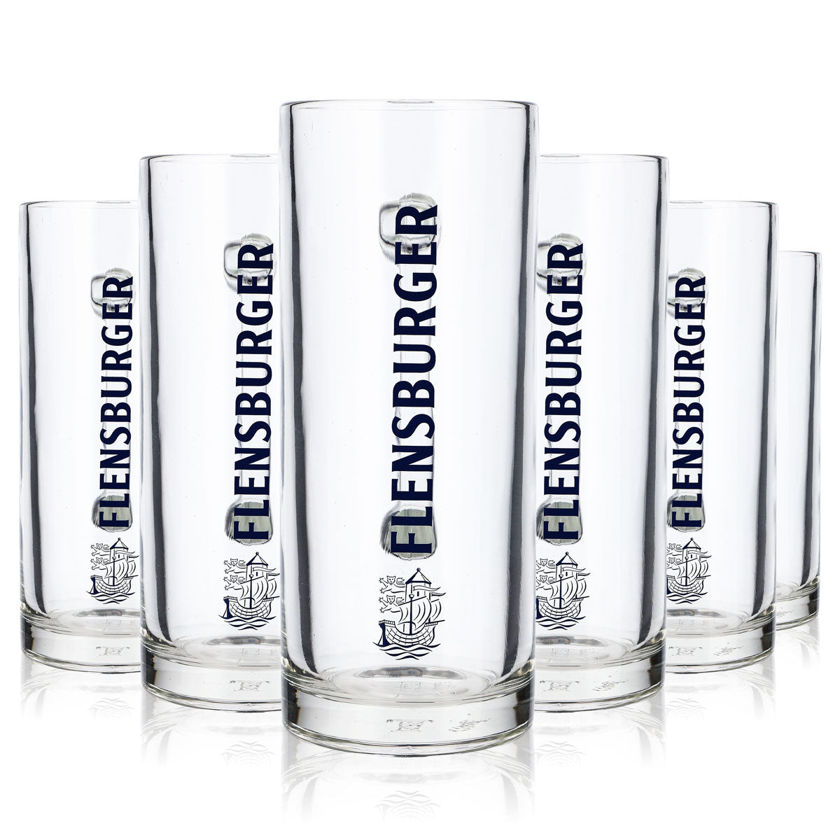 6x szklanka do piwa Flensburger 0,5 l Szklanki do piwa Krug Seidel Humpen niebieski napis – Widok 7