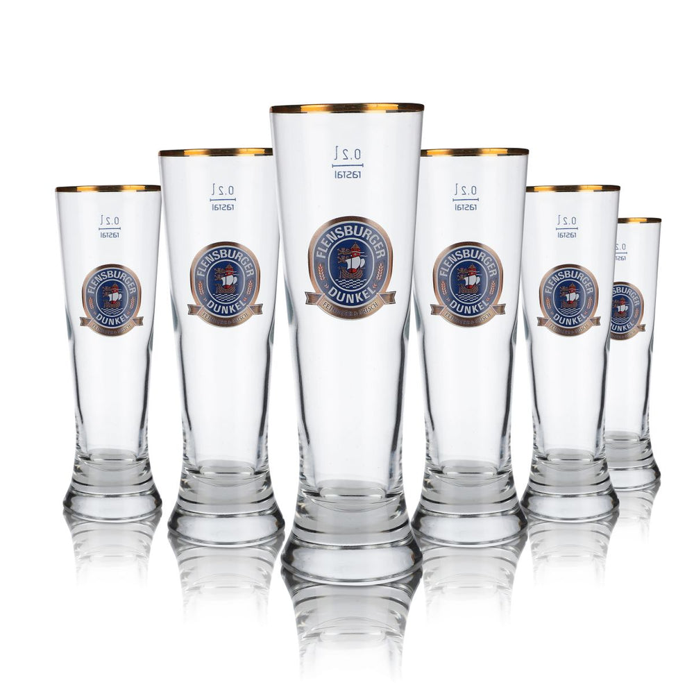 6x szklanki Flensburg 0,2 l Szklanki do piwa Merkur Tulpe Pilsener Dunkel