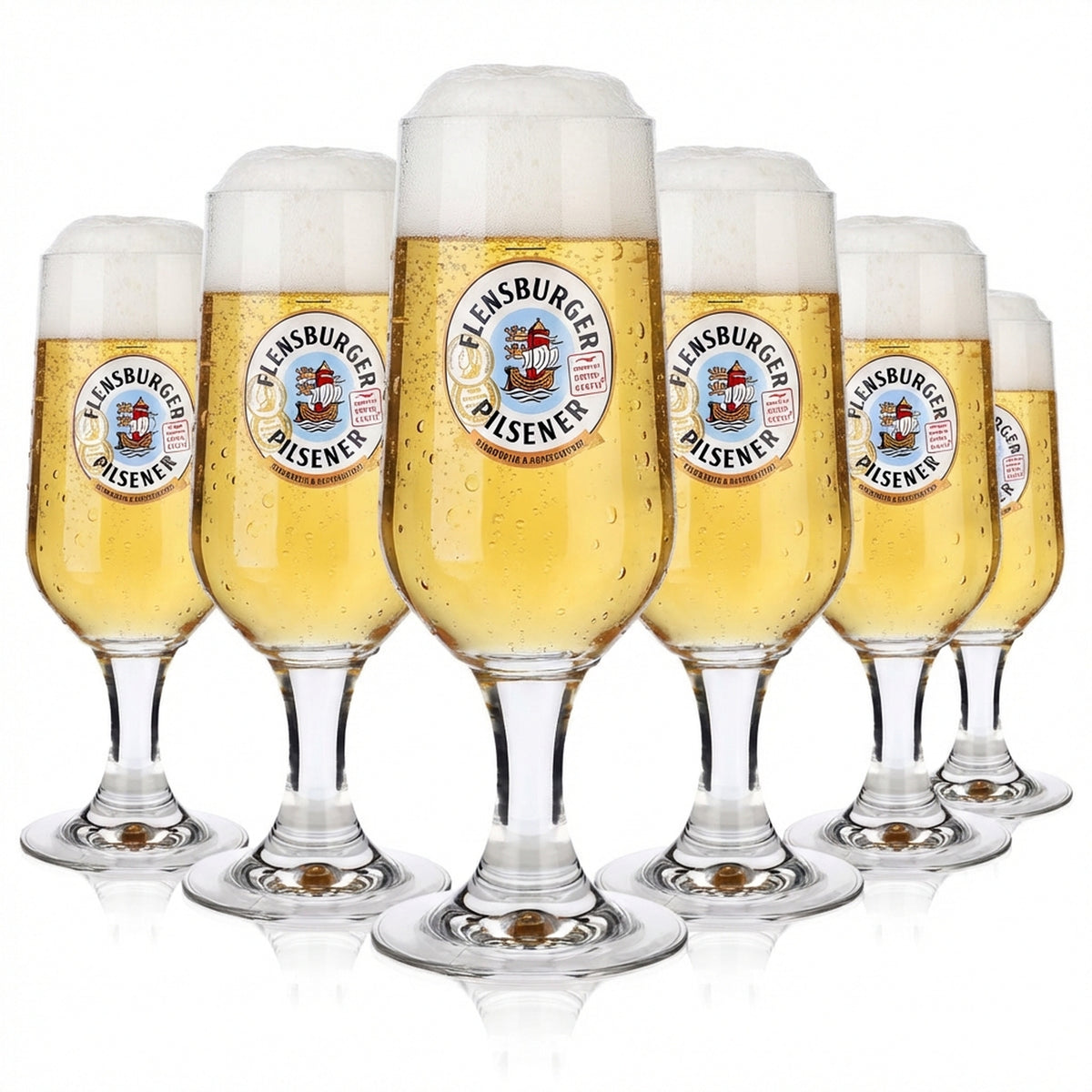 6x szklanki do piwa Flensburger Pokalglas 0,4 l, złota obwódka, Ritzenhoff