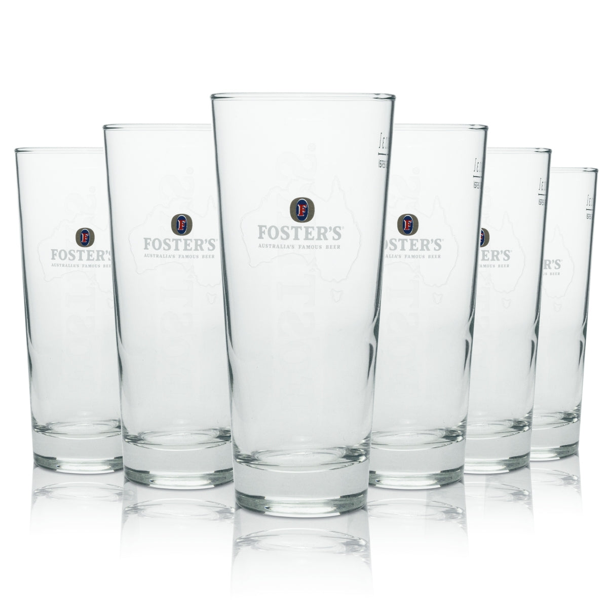 6x Fosters Beer Glass Longdrink "Map" 300ml rastal