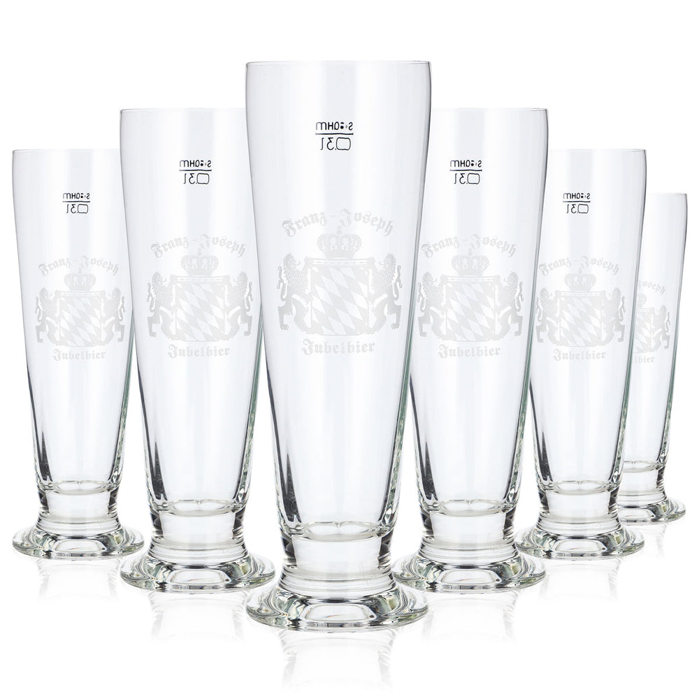 6 szklanek do piwa „Franz Joseph” o pojemności 0,3 l, model „Pokal Kontur”, piwo „Jubelbier Sahm” (zestaw 6 sztuk)
