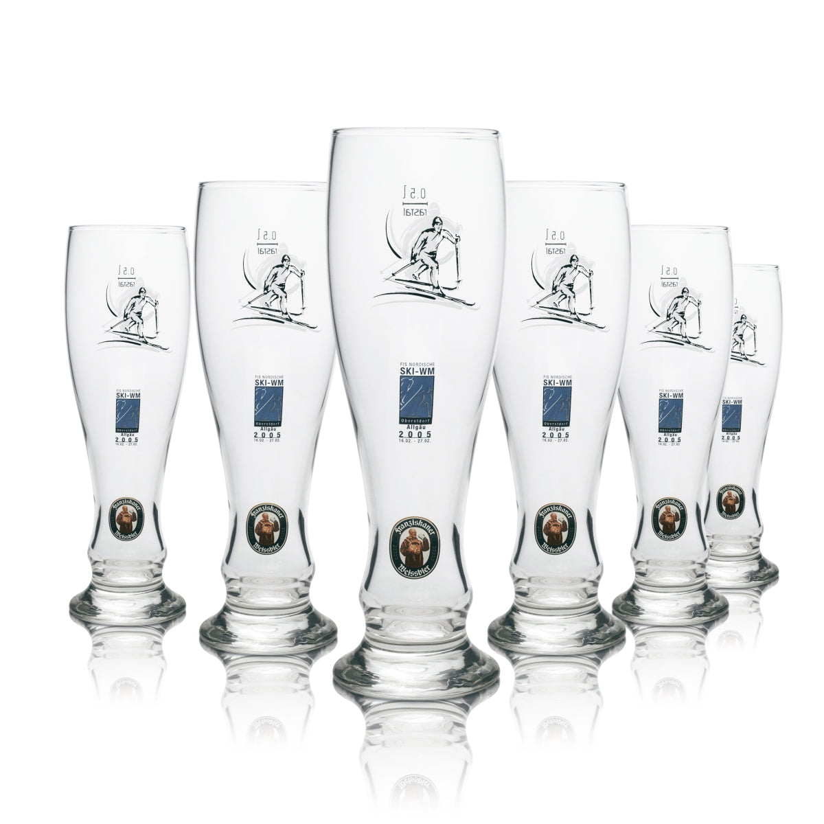 6x Szklanka do piwa Franziskaner Weizenglas Ski-Edition 0,5l rastal