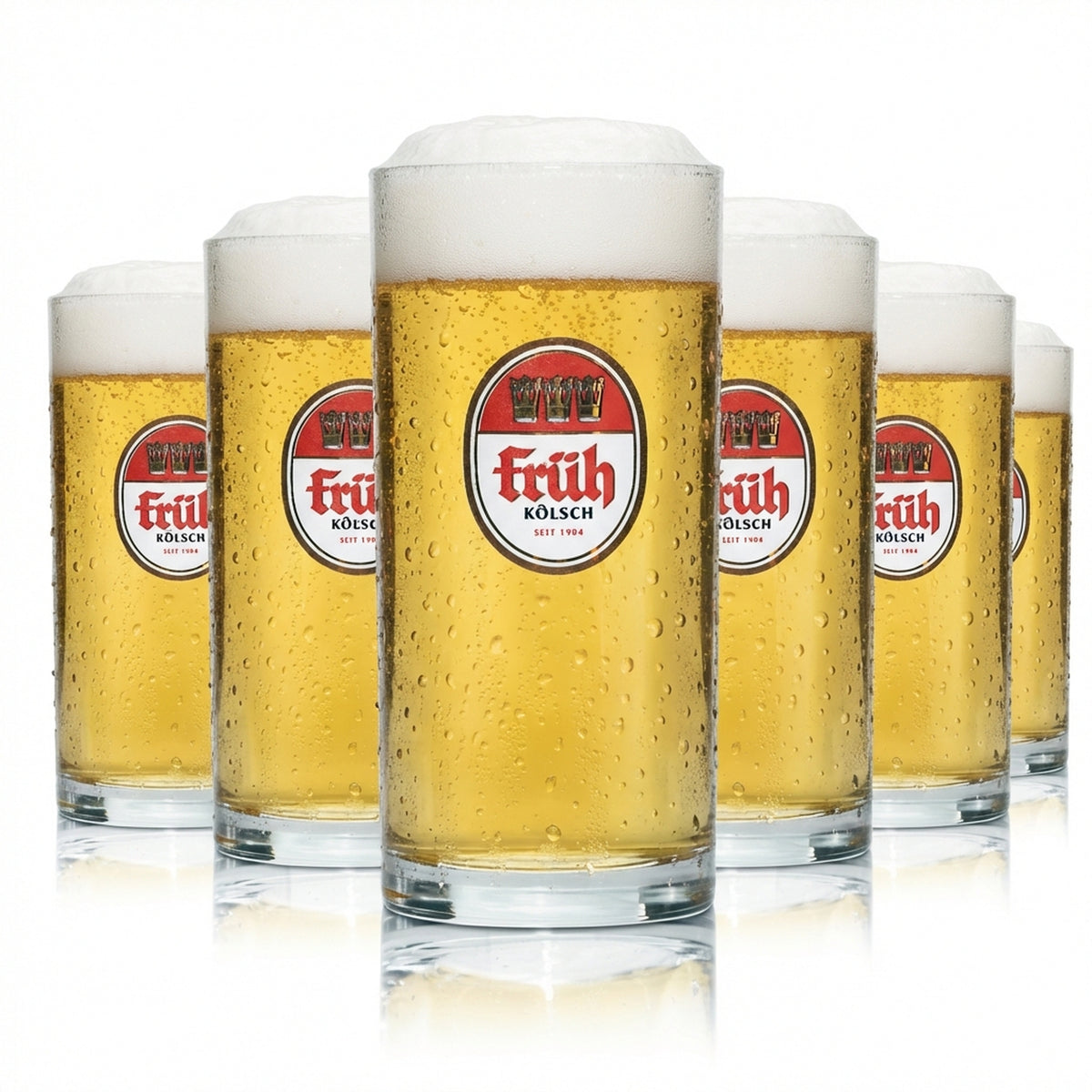 6 szt. szklanek do piwa Kölsch 0,1 l, szklanki z uchwytem, browar w Kolonii, piwo, gastronomia