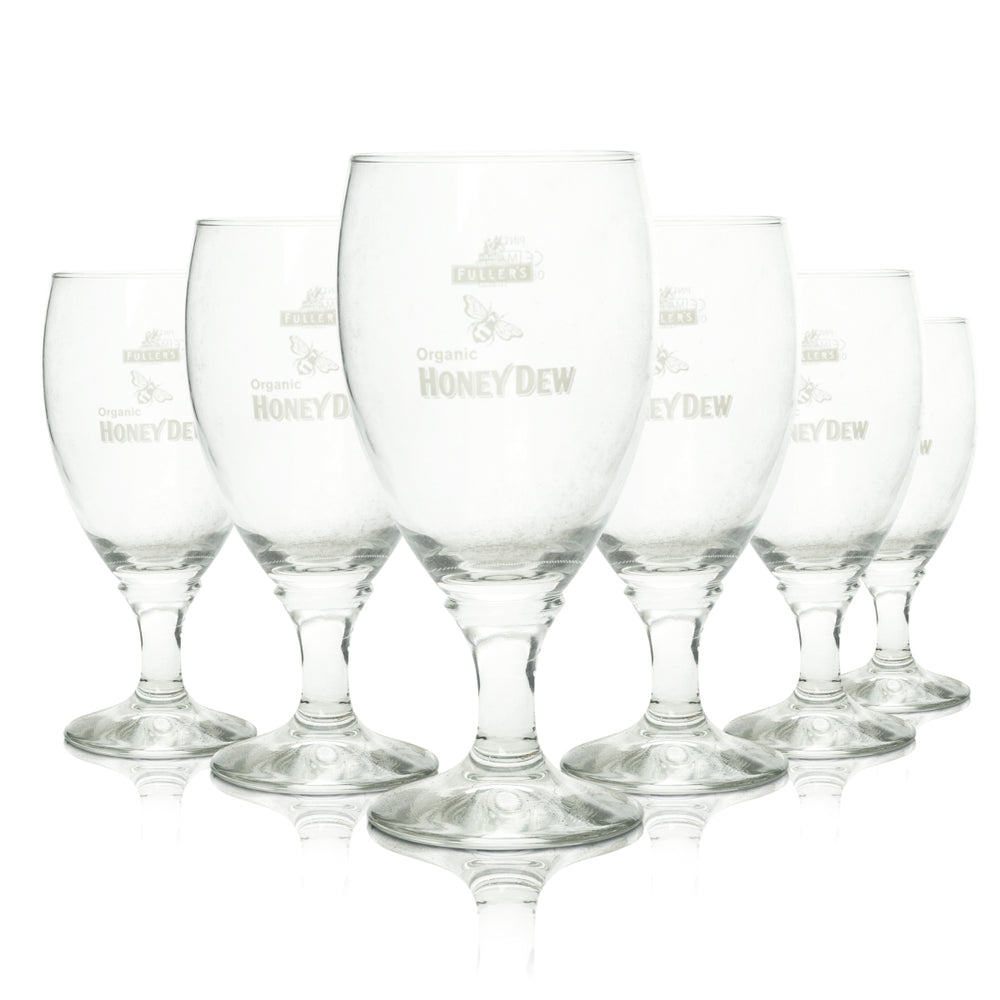 6x Fullers Beer Glass 0.5l Goblet Pint Organic Honey Dew Golden Ale Beer Glasses One