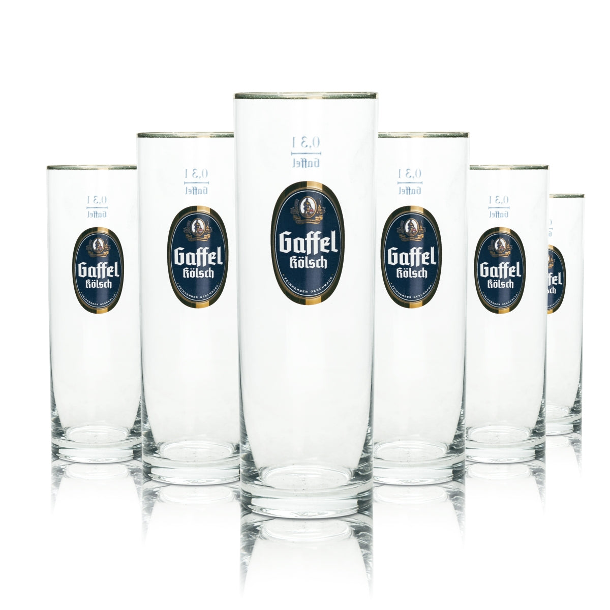 6x Gaffel Beer Glass 0,3l Kölsch Stange Mug Gold Rim Glasses Kolonia Pils Beer Bar