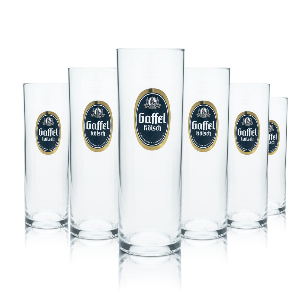 6x szklanka do piwa Gaffel Kölschglas 0,2 l Zestaw szklanek Kölschstange Browar Kolonia Gastronomia