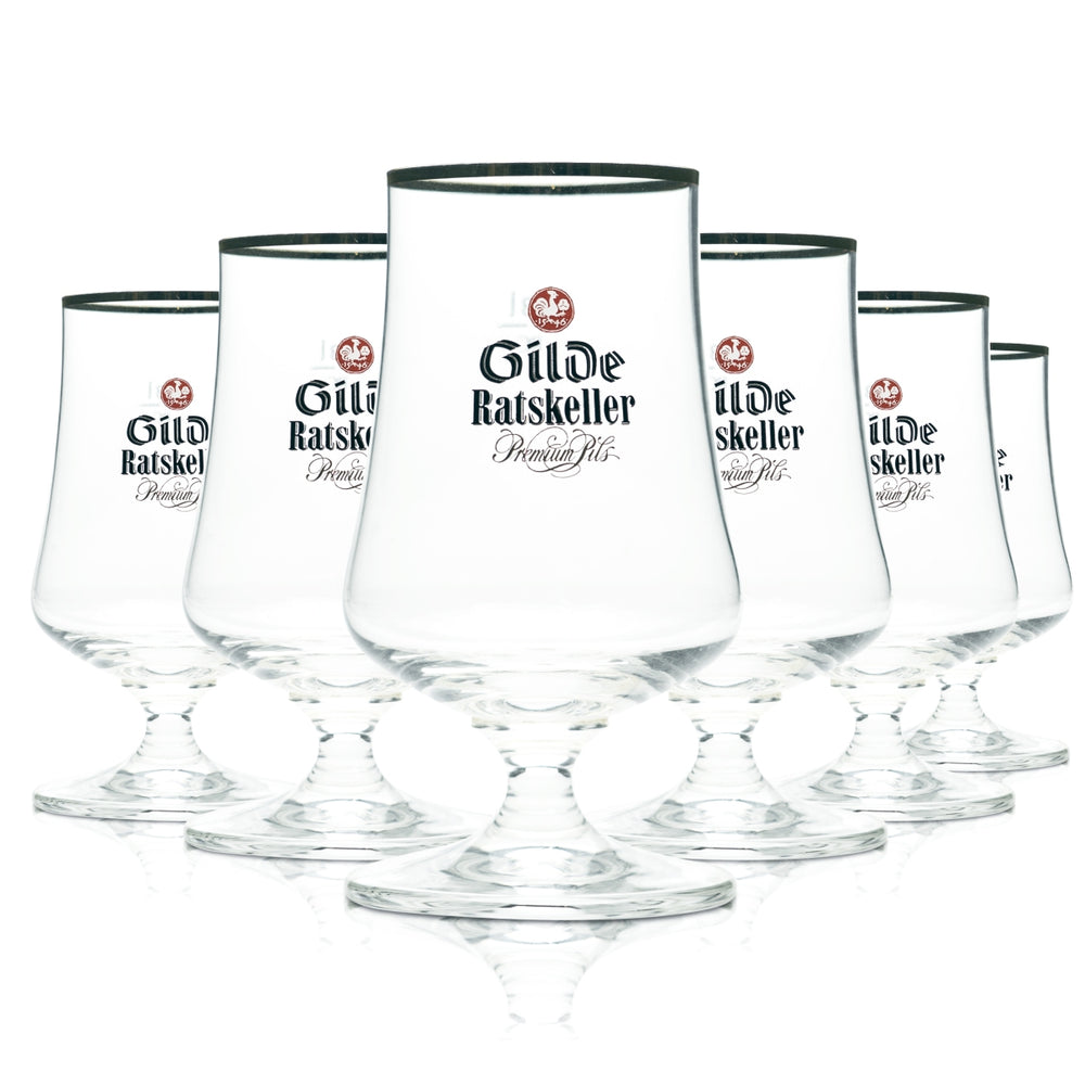 6x Gilden Pilsener szklanka do piwa 0.3l kieliszek kieliszek tulipan kieliszek kieliszek złoty brzeg Ratskeller