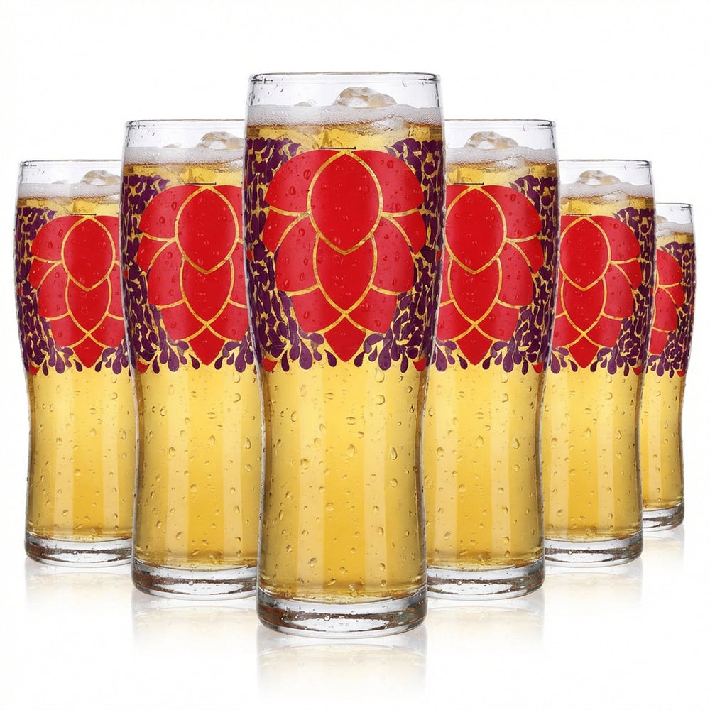 6x szklanki 0,3 l Szklanki do piwa Szklanki do drinków kolorowe Kubki Fioletowy motyw Kwiat Logo