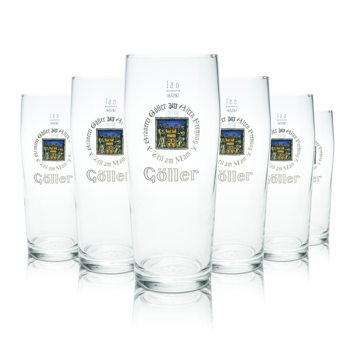 6x szklanka do piwa Göller 0,5 l Willi Becher Pokalglas Zestaw szklanek Browar Gastro Dąb