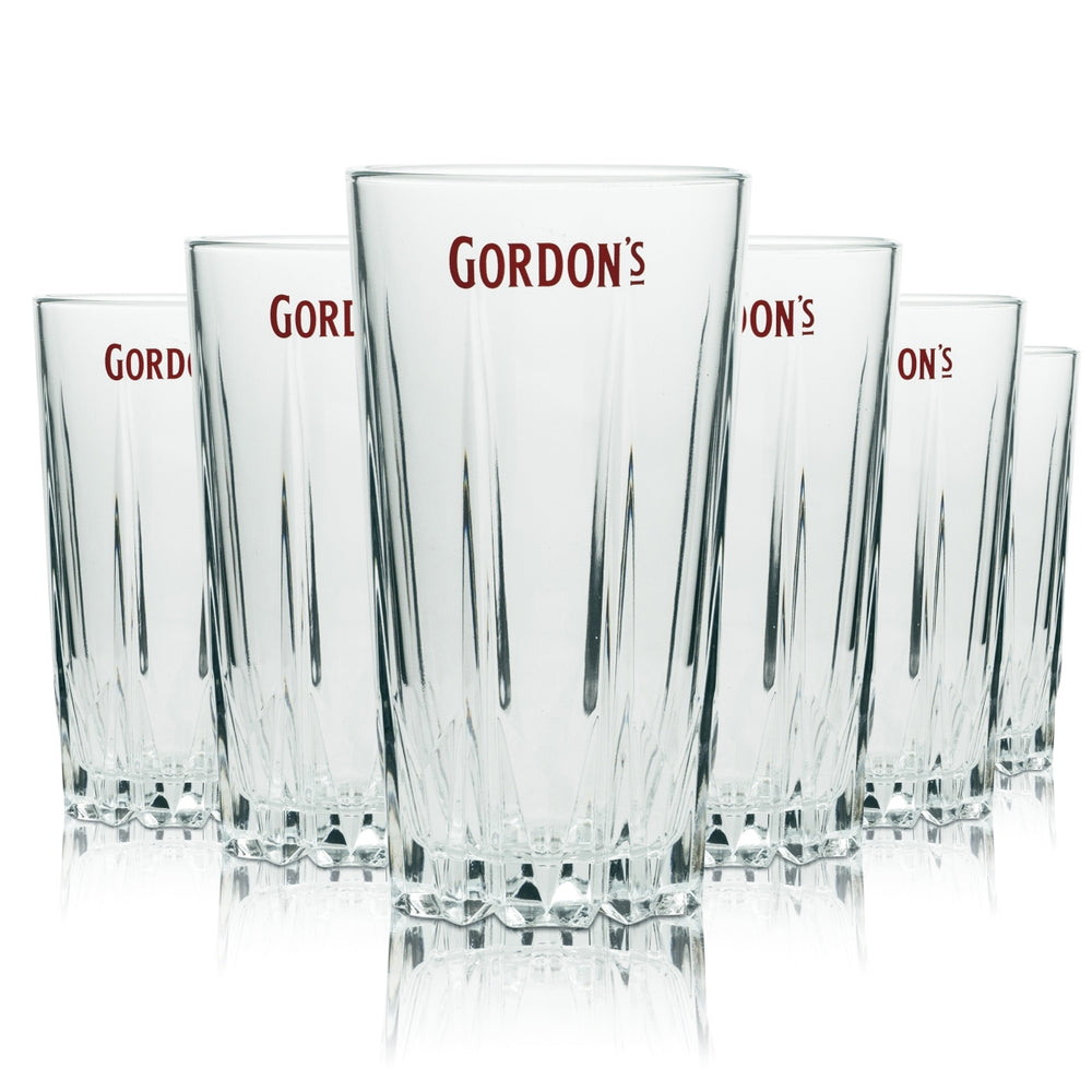 6x szklanka do ginu Gordons 0,4 l Szklanki do drinków długich Highball Relief Kryształ Bar Koktajl
