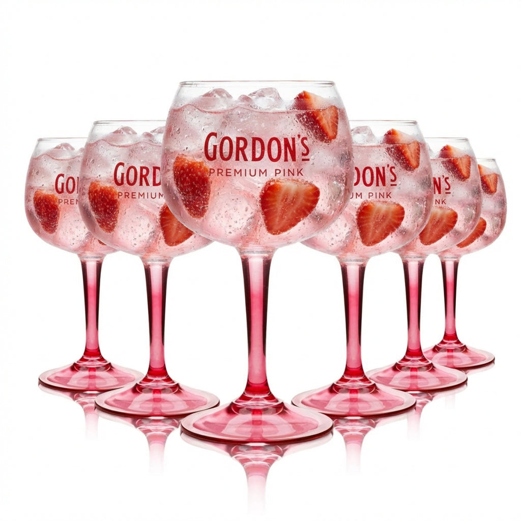 6x Gordons Glass 0.45l różowe kieliszki balonowe Gin Tonic Cocktail Aperitif Glasses