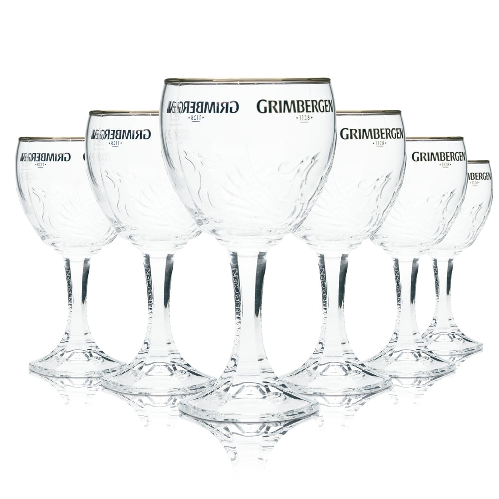 6x Grimbergen Beer Glass 0,25l Goblet Design Phoenix Szklanki do piwa Belgia Bar