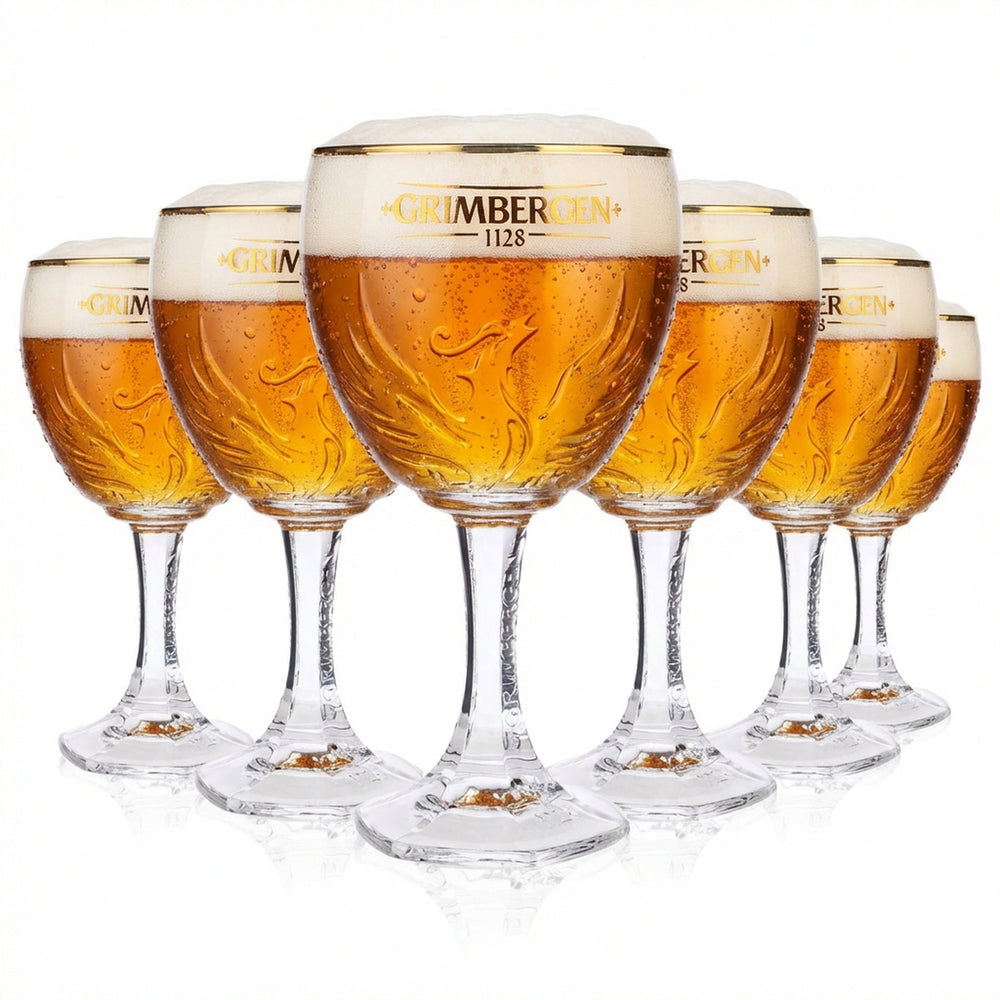 6x szklanka Grimbergen 0,5 l puchar kielich Phoenix kontur złota obwódka szklanki Gastro Beer