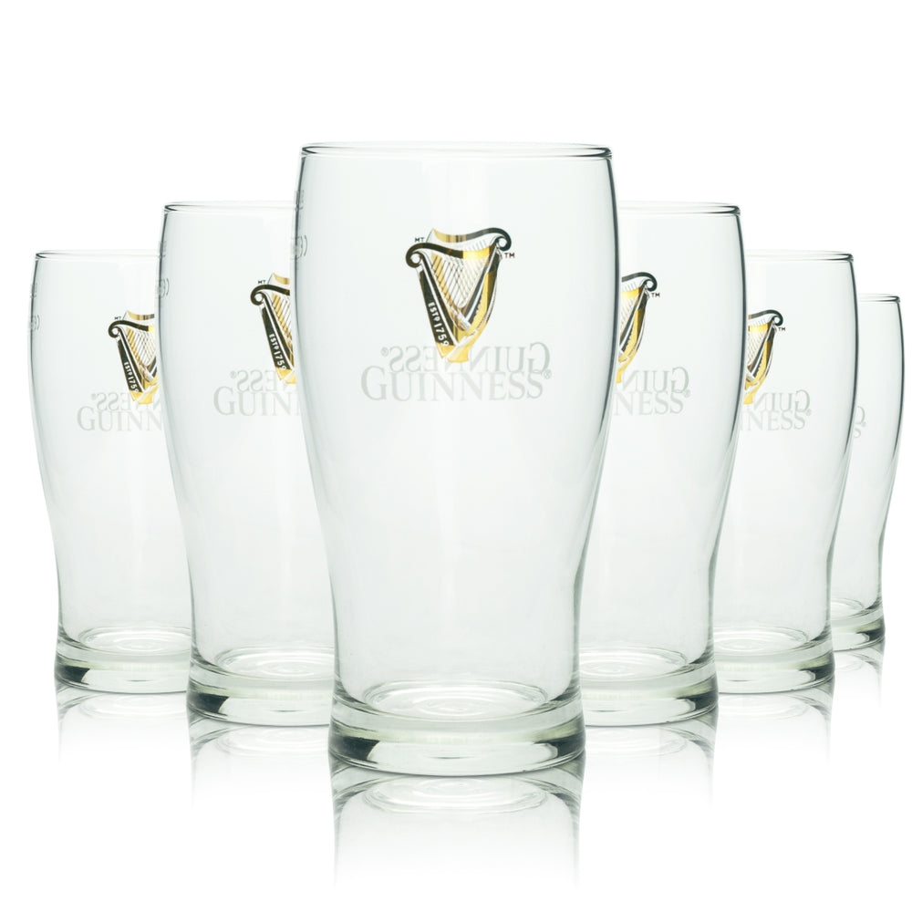 6x Guinness Beer Glass 0,4l Tulip Mug Sahm Glasses Logo Pint Double Beer Bar