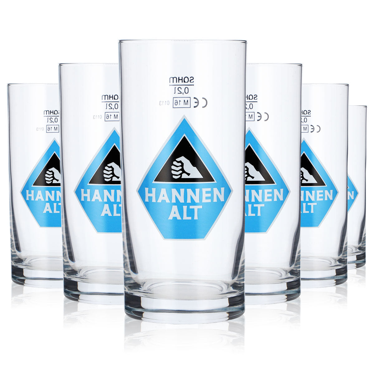 6x Hannen Alt Bier Szklanka do piwa 0,2 l Kubek Jasnoniebieski kremowy
