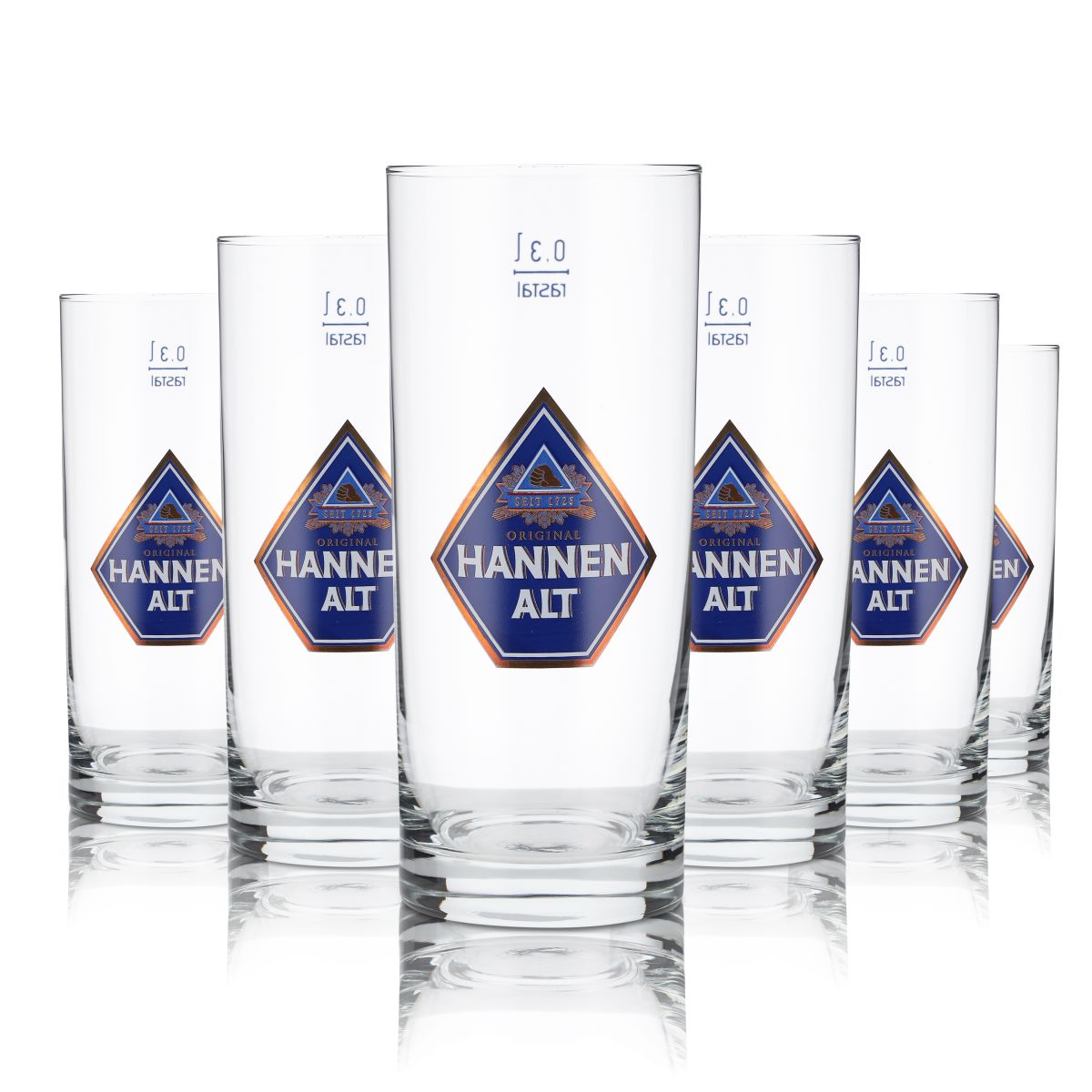6x Hannen Alt szklanka do piwa 0.3l Altbierstange Willi kufel zestaw szklanek browarniczych
