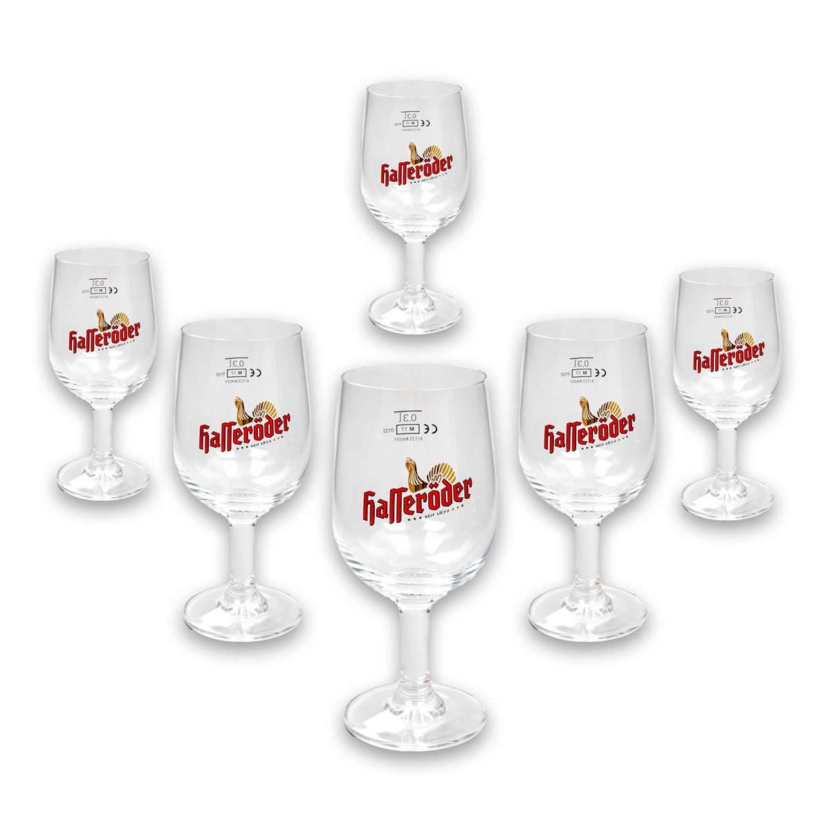 6x szklany kielich do piwa Hasseröder 0,3l